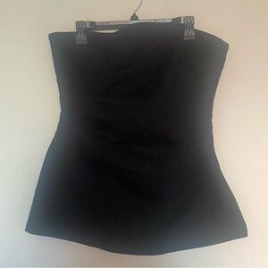 NWT Anthropologie Maeve Black Ruched Side Strapless Blouse, L